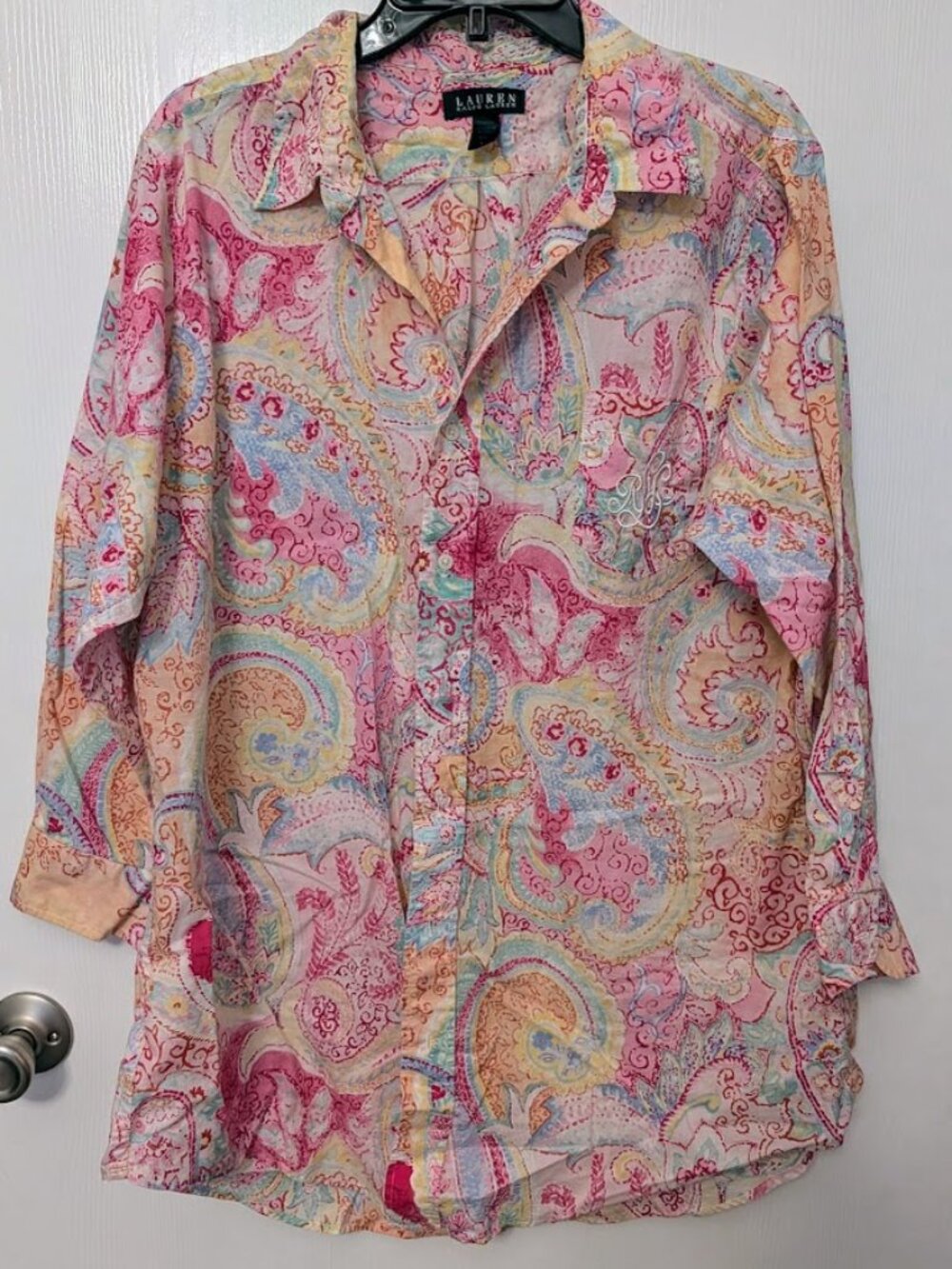 Ralph Lauren‎ pink paisley cover-up tunic Size L
